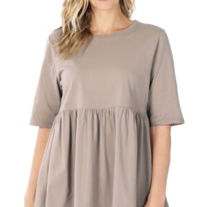 HALF SLEEVE EMPIRE WAIST SHIRRING TOP